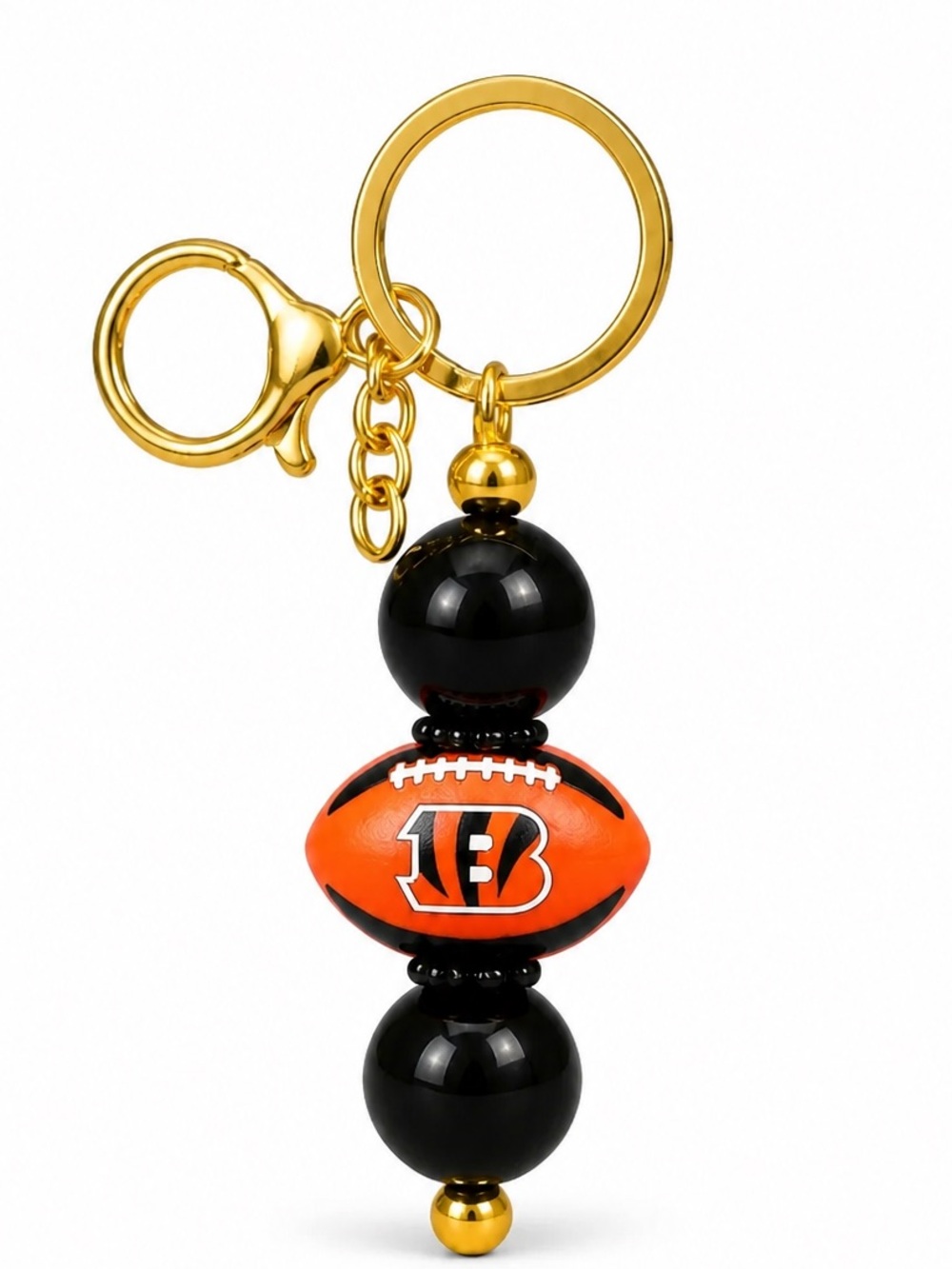 Cincinnati Bengals Football Beaded Keychain Bag Charm